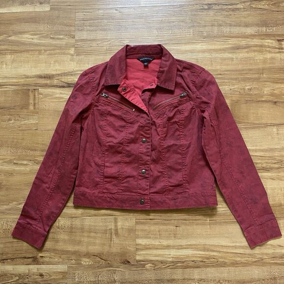 ROCK & REPUBLIC S Jacket Red Ombre Snap Front Western Moto Y2K Rock Festival - Picture 7 of 16